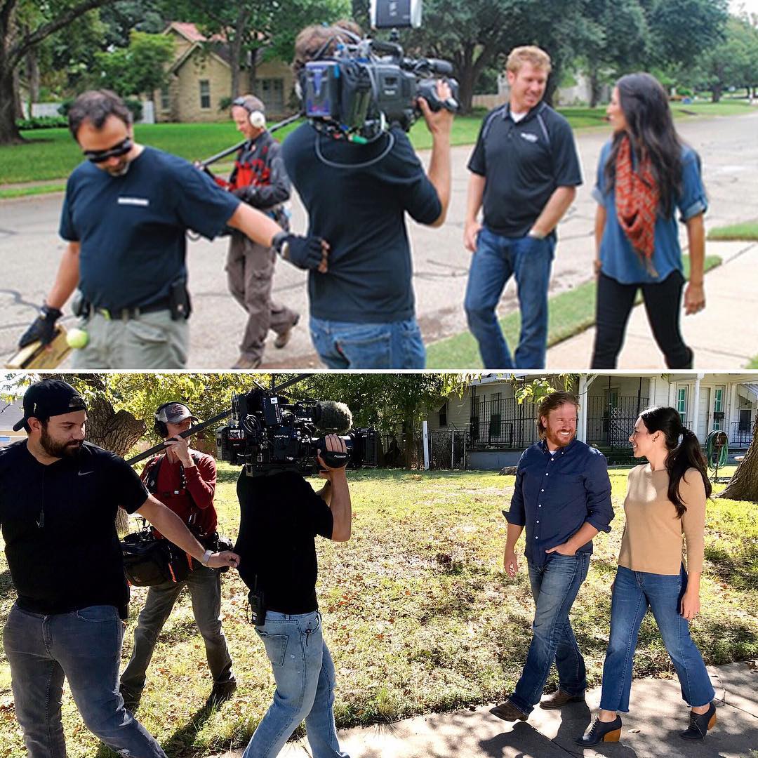 Joanna Gaines And Her Husband Chip Gaines While Filming Fixer Upper In 2012 And 2017